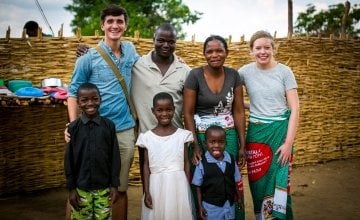 Donal and Sofie Skehan with Monica Jordan and family from Kaigwazanga in Malawi. Photo: Jennifer Nolan/Concern Worldwide.