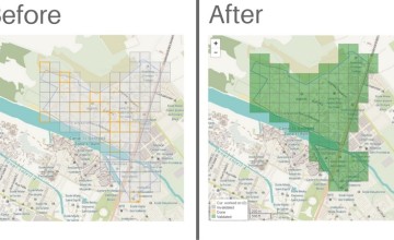 Maps of Cité Soleil before and after the mapathon - all 106 green tiles have been validated.