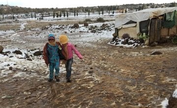 A photo taken at an informal refugee settlement in northern Lebanon after Storm Vladimir in January 2016. Photo: Concern Worldwide.