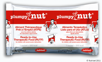 Plumpy Nut sachets are used to treat severely malnourished children in a pioneering approach by Concern Worldwide. Photo copyright: Nutriset, 2011.