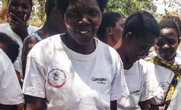 Rose takes part in a cooking skills demonstration. Photo taken by Concern Worldwide.