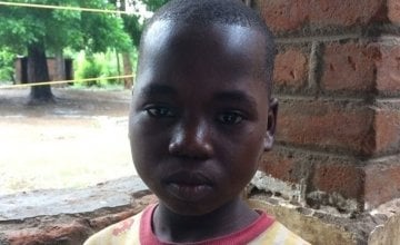 Konja (12) was displaced by the floods in Malawi and is now living in the grounds of a school in Nsanje District.  Credit: Deborah Underdown / Concern Worldwide. 