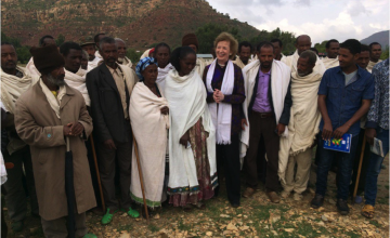 Mary Robinson on her recent visit to Ethiopia to witness, at first hand, the devastating effects on food production of the ongoing drought there. Photo: Concern Worldwide. 