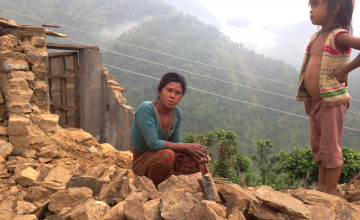 Kanchi Maya Wiava who is working with neighbours to clear the rubble from her home. Photo taken by Concern Worldwide.
