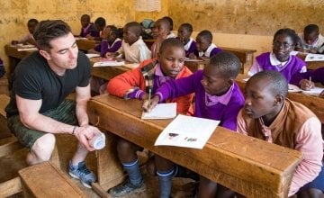 Students from M.M Chandaria school in Nairobi, Kenya write letters to Dublin footballer, Michael Darragh Macauley's class in Tallaght.  Picture: Jennifer Nolan/Concern Worldwide