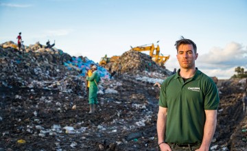 Michael Darragh Macauley at the site of Dandora Dump, Nairobi, Kenya Photo: Steve De Neef/Concern Worldwide