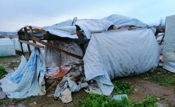 Temporary shelters for Syrian refugees in Lebanon have sustained extensive damage following two storms. Photo: Concern Worldwide.