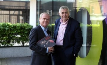 Concern Worldwide Chairperson, Tom Shipsey, with Chief Executive Dominic MacSorley (right) with Concern's 2017 Annual Report at the Annual General Meeting in Concern's Dublin office on Saturday, May 26, 2018 
