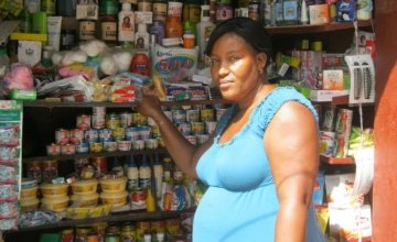 Guerda Decerant at her shop in Port-Au-Prince. Photo: Concern Worldwide. 
