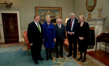 LtoR Former Concern US Chairman Tom Moran, Sabina Higgins, President of Ireland Michael D. Higgins, Concern CEO Dominic MacSorley and Concern UK Executive Director Rose Caldwell at Concern’s 50th Anniversary Reception at Áras an Uachtaráin.