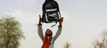 A student at Kimidi school and beneficiary of school kits, supporting her access to education. Photo: Kouakaine Moundi/Concern Worldwide.
