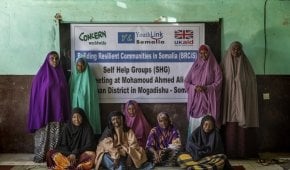 Local women attend community meeting in Mogadishu, Somalia, as part of a programme supported by UKAid. Photo: Marco Gualazzini/ Concern Worldwide.
