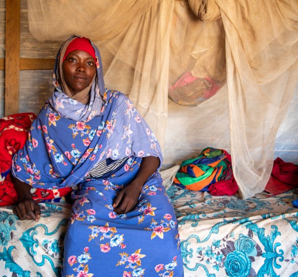Hamila in her refugee camp in Chad 