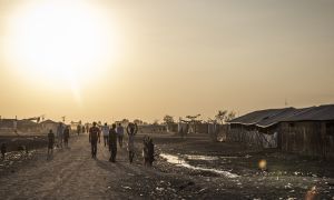 Sunset on an IDP camp in Bentiu, South Sudan
