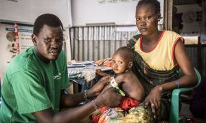 Nyahok Diew with her 10-month-old daughter, Nyariek, who was treated for malnutrition at a health care centre in Unity State, South Sudan, 