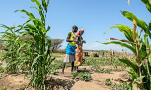 Two women in Naoros community farm