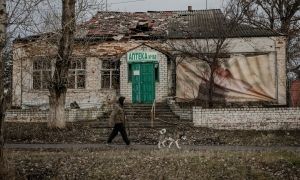 A destroyed pharmacy in Staryi Saltiv village, Kharkiv Oblast’. Photo: Simona Supino/Concern Worldwide