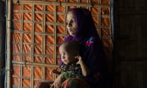 Kulsum* a Rohingya refugee, with with her 15-month child at Camp 13, Ukhiya, Cox&#039;s Bazar. (Photo: Saikat Mojumder/Concern Worldwide)