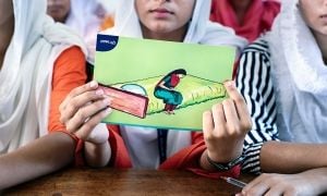 A menstrual hygiene session for girls in Bangladesh. (Photo: Concern Worldwide)