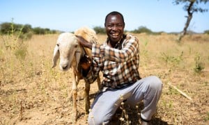 Abakar Adidi and his goat