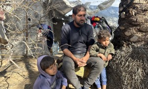 A man and his children in Gaza