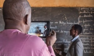 Teachers filming their lessons for review and feedback. Photo: Concern Worldwide.