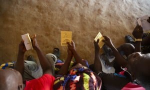 A VSLA meeting at Magborkorr in Sierra Leone. Photo: Kieran McConville/Concern Worldwide