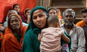 Nasima (32) and her baby Samiul (18 months). In Dhaka, the City ‘Sweeper’ Colony have just started the newly introduced Green Graduation programme. This group suffer from lack of consistent work which stems from prejudice of the group as a whole. There are a thousand families in this group. During Covid, they received no help. Photo: Gavin Douglas/ Concern Worldwide