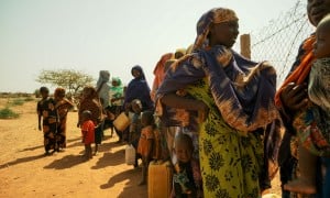 People queuing to collect water in Dollo Bay Wordea in the Somali region of Ethiopia. Photo: Adnan Ahmed/Concern Worldwide
