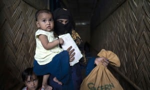Dina* and her one-year-old child Barsha* just received Super Cereal Plus, a fortified blend of wheat and soya that's rich in protein and nutrients. It's provided to pregnant and breastfeeding mothers at the Rohingya camp through Concern's Integrated Nutrition Facilities (INFs).