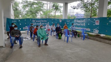 Waiting area at Digital Booth - Concern Bangladesh in collaboration with local partners, have launched New Digital Booths in Dhaka, for screening and testing of Covid-19.