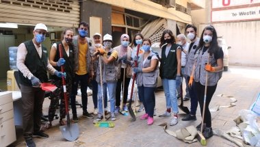 Members of Concern Lebanon volunteering with clean-up efforts in Beirut. Photo: Concern Worldwide.