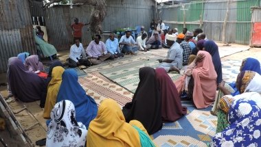 YouthLink and Concern BRCiS staff jointly facilitating Goal Free Communication with Gaheyr community in Wadadjir Banadir region, Somalia, 2019. Photo: Hussein.