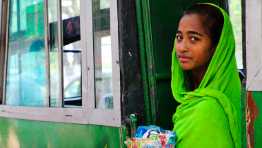 Bangladeshi girl in a green sari