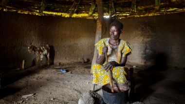 Woman at her home in South Sudan