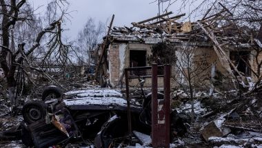 A destroyed home in Zhytomir, Ukraine