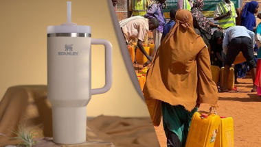 Left: Screenshot from Stanley 1913&#039;s YouTube page. Right: A Somali woman carries a jerry can to fetch water that has been trucked in to a drought-struck part of the country.