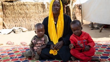 Nayla* (20) with her two sons, Ahmad* (2) and Ibrahim* (4) in red. (Photo: Eugene Ikua/Concern Worldwide)