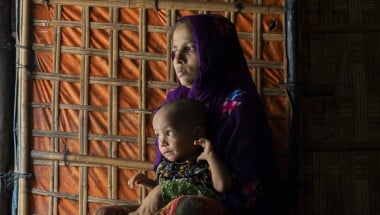 Kulsum* a Rohingya refugee, with with her 15-month child at Camp 13, Ukhiya, Cox&#039;s Bazar. (Photo: Saikat Mojumder/Concern Worldwide)