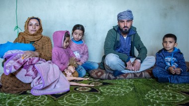 Khaled* lives in the mountains with his wife Maram* and four children, Maria* (7), Malik* (6), Dalia* (4) and Ali* (2). They fled Syria and moved to Lebanon in 2013. They were forced to move up to the mountains recently as they can not afford to live in the city. (Photo: Gavin Douglas/Concern Worldwide)