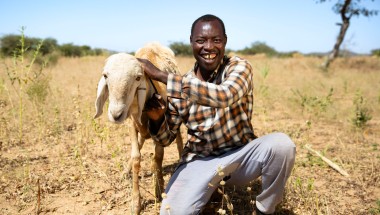 Abakar Adidi and his goat