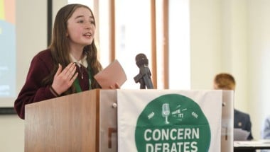 Niamh Kennedy of Sooey NS speaking at the Concern Primary Debates Semi-Final 2023-2024