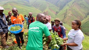 Concern staff members work with participants in an agricultural recovery project in Democratic Republic of Congo.
