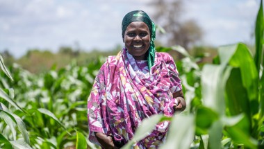 Aziza Fumo Satu is the chairlady of the Ghamano Farming Group and was born and raised in Wodesa, Tana River, Kenya. She is a mother of six and has learned to use family MUAC to monitor her children’s health, while farming maize, spinach, and green grams with her group. Photo: Eugene Ikua/Concern Worldwide.
