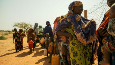 People queuing to collect water in Dollo Bay Wordea in the Somali region of Ethiopia. Photo: Adnan Ahmed/Concern Worldwide