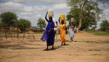 Women collecting water at new water point installed by Concern near Dog Dore, Sila Province, Chad. Photo: Concern Worldwide
