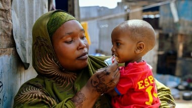 Mariam* (30) lives with her eight children live in a camp for displaced people near Robda, Somalia. All her children have received nutritional support at the Ceeldacas maternal &amp; child health centre (MCH).  Concern and the European Union support families like Mariam’s ensuring access to health centres and nutrition services. 