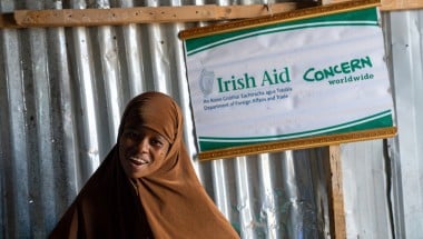 Falxado Siyad Jama (14), attending Tokyo Education in Emergencies School in Mogadishu, Somalia, funded by Irish Aid. Forced to flee Baidoa with her family six years ago due to armed conflict, Falxado has continued her education despite the challenges of displacement. Photo: Eugene Ikua/Concern Worldwide