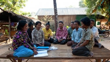 Local villagers attend a monthly Self Help Group set up by SORF (Concern&#039;s local NGO partner) in Pursat, Cambodia. Photo: Conor Wall / Concern Worldwide.