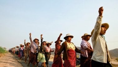 Villagers protest a copper-mine project in northwestern Myanmar that resulted in land seizures. Soe Zeya Tun/REUTERS 2013.